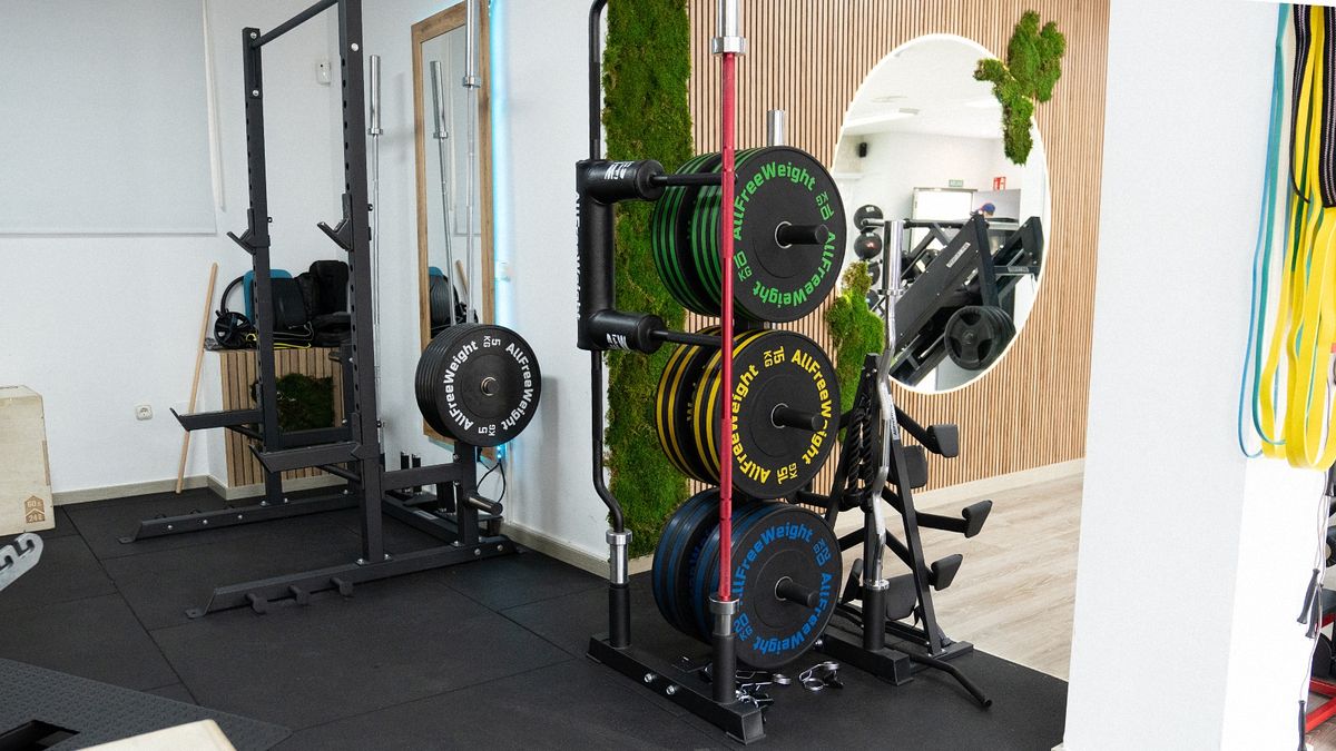 Rack de discos y 4 barras