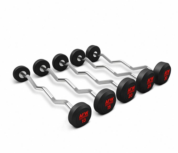 Kit 5 barras Z bíceps goma R plus 10 a 30 kg.