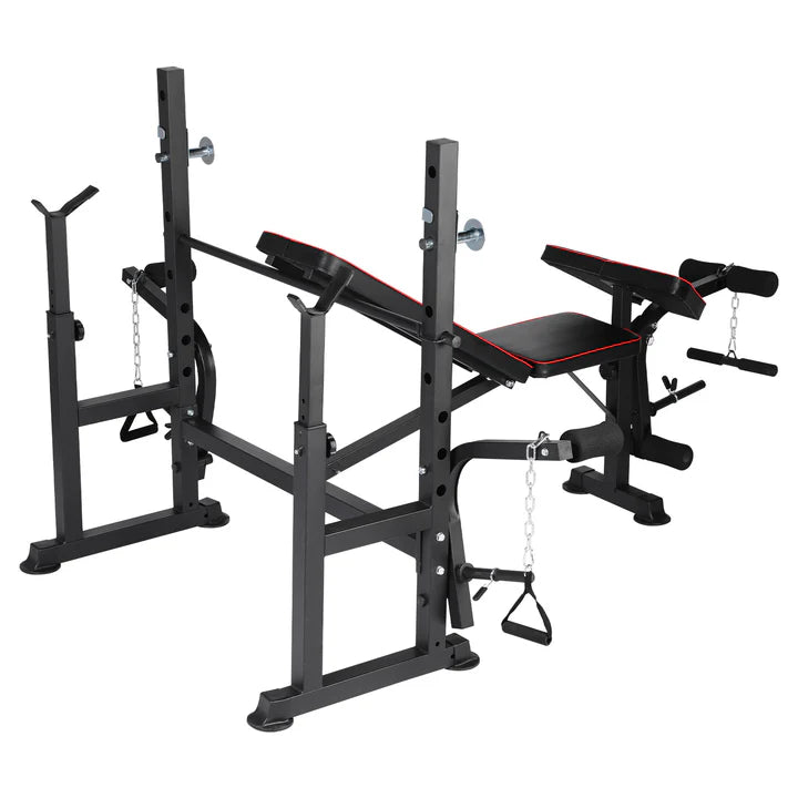 Banco multiestación reclinable para press banca/sentadillas