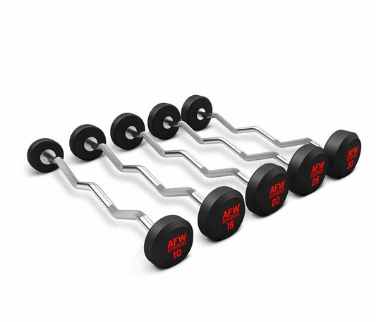 Kit 5 barras Z bíceps goma R plus 10 a 30 kg.